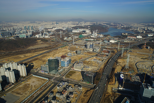 Drone photographed dongtan, Gyeonggi-do, Seoul, Korea, aerial photography