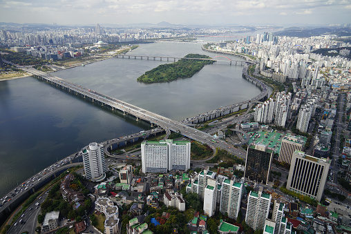 Mapo, Gongdeok, Seoul, Korea, aerial photography taken by drone