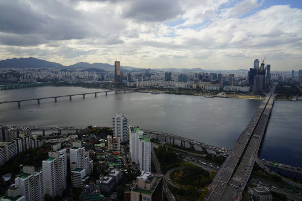 Mapo, Gongdeok, Seoul, Korea, aerial photography taken by drone
