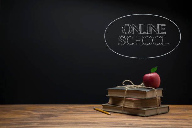 istock Apple and Books for Online School 1266670573