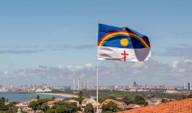 Pernambuco state flag in Olinda stock photo