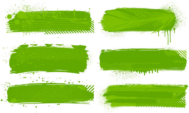 ilustrações de stock, clip art, desenhos animados e ícones de grunge green paint strokes vector - grunge splattered spray box