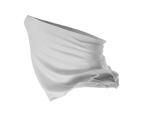 Maqueta de polaina de cuello blanco, escote de tela en blanco a prueba de polvo 3d Renderizado aislado sobre fondo blanco photo