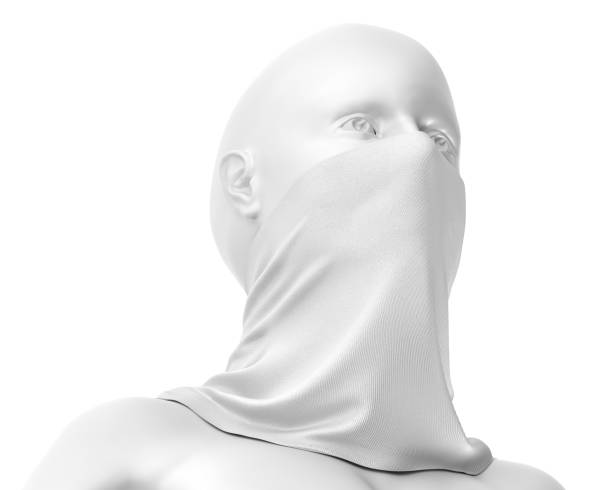 istock White Neck gaiter mockup With white mannequin, Blank Fabric necker dust proof 3d Rendering isolated on white background 1266679863