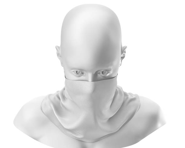 istock White Neck gaiter mockup With white mannequin, Blank Fabric necker dust proof 3d Rendering isolated on white background 1266679874