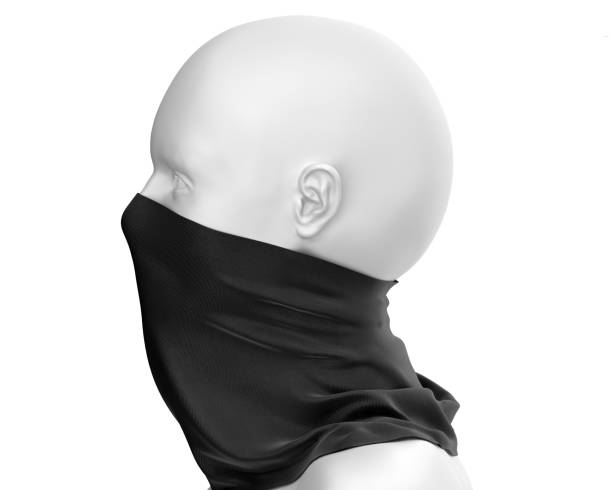 istock Black Neck gaiter mockup with white mannequin, Dark Fabric necker dust proof 3d Rendering isolated on white background 1266679891