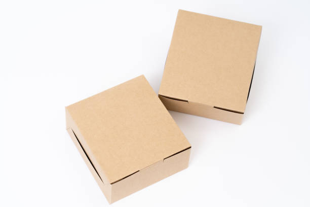 istock Brown paper box for food package. carton on a white background. 1266680558