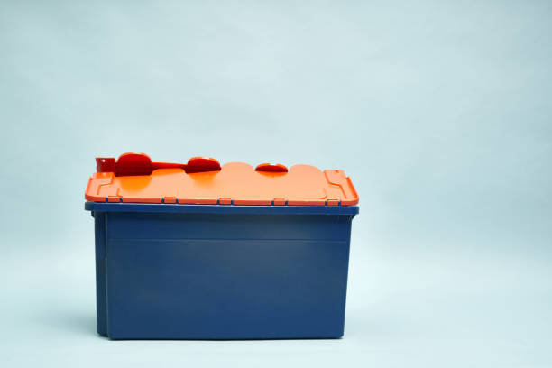 Plastic storage boxes. Boxes for the delivery of products. Orderly storage