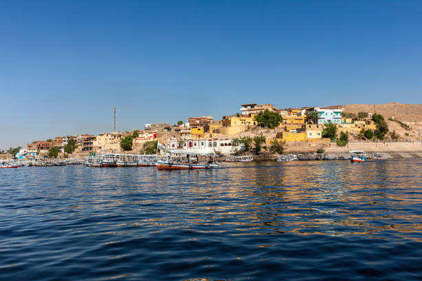 An old Nubian Village on Lake Nasser by Marina Philae Temple where you can hire a boat to Philae Temple, Aswan, Egypt.