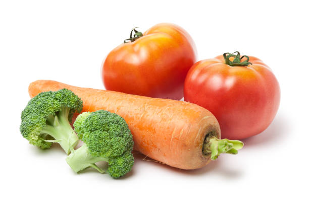 fresh tomato,carrot, broccoli vegetable fresh tomato,carrot, broccoli vegetable on white background carrot isolated vegetable nobody stock pictures, royalty-free photos & images