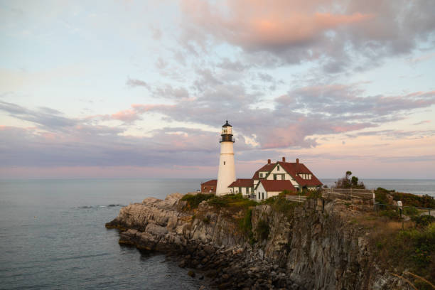 istock Portland Head Lighthouse at Fort Williams State Park at Sunset 1266708766