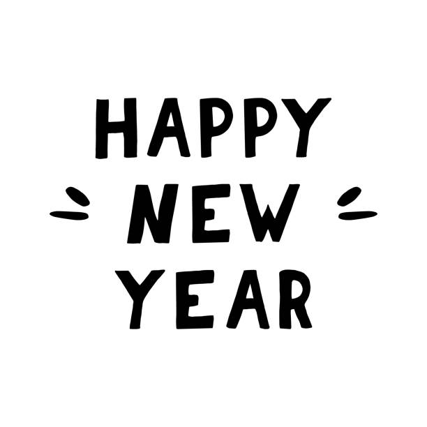 istock lettering happy new year hand drawn. phrase element for design sticker, poster, card. vector words 1266715507