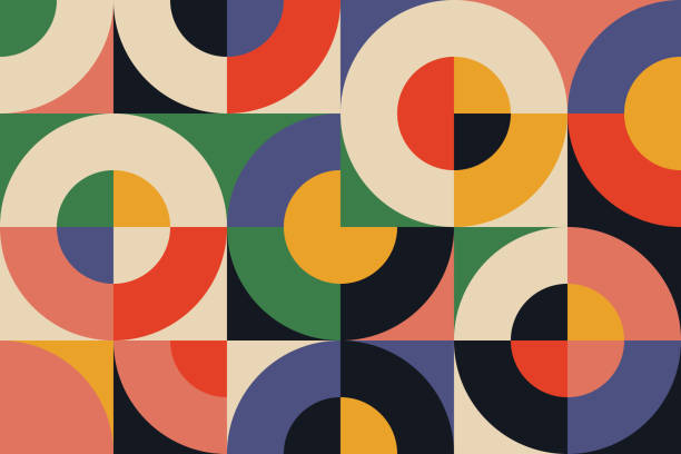 ilustraciones, imágenes clip art, dibujos animados e iconos de stock de fondo de diseño vectorial abstracto de bauhaus geometry artwork - años 30