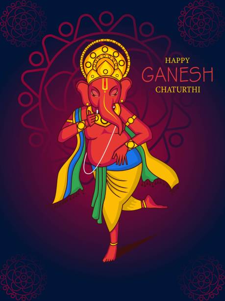 happy ganesh chaturthi ilustracji. taniec lord ganesha wektor. - happy stock illustrations