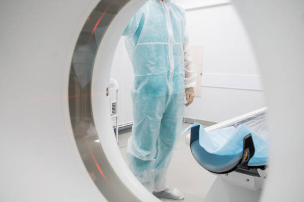 istock Modern room with multi detector spiral CT Scanner ( Computed Tomography). 1266721799