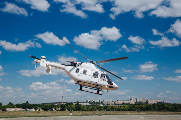 istock A white helicopter takes off from the runway 1266723114
