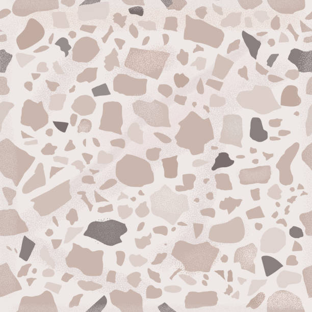 ilustraciones, imágenes clip art, dibujos animados e iconos de stock de vector plata sin costuras, patrón de terrazo gris. textura de granito y mármol con el efecto piedra realista. - stone granite tile seamless