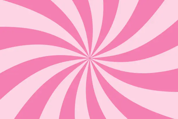 Vector illustration of Vector background in the form of a pink spiral. Pink whirlwind. Pink candy pattern. Psychedelic drawing. Stock photo.