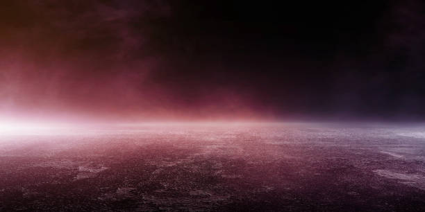 istock 3D Rendering Abstract asphalt light in a dark empty street with smoke, Dark background scene of empty street night city. 1266731946