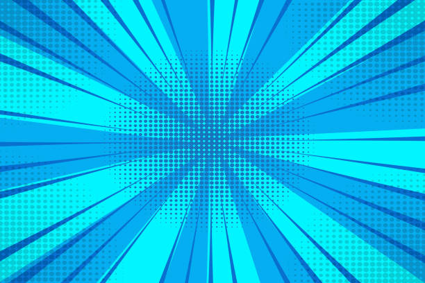 illustrations, cliparts, dessins animés et icônes de fond bleu vectoriel avec des rayons. éclat abstrait de rayons de soleil bleus. demi-tons bleus sous forme de rayons. photo stock. - star exploding backgrounds ray