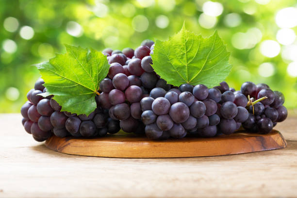 istock fresh ripe grapes on a wooden board 1266735682