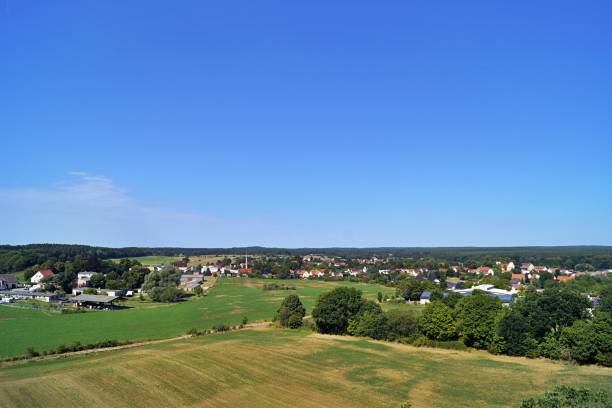 view from biorama oberservation tower, schorfheide, brandebourg - schorfheide photos et images de collection