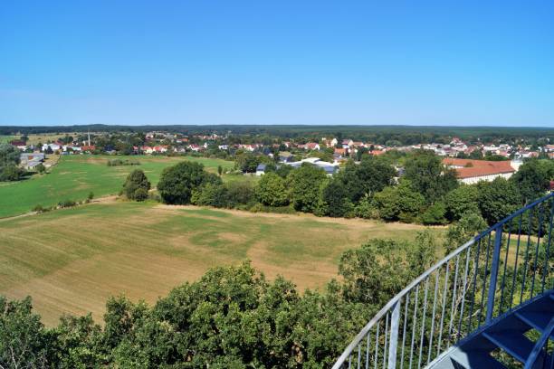 view from biorama oberservation tower, schorfheide, brandenburg - schorfheide imagens e fotografias de stock