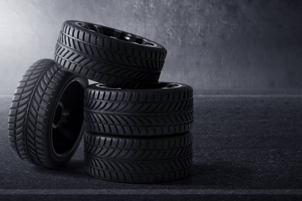 istock Car tires on the street 1266736185
