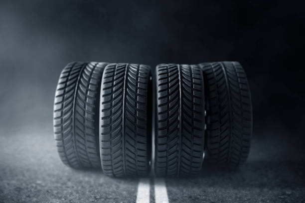 istock Car tires on the street 1266736186
