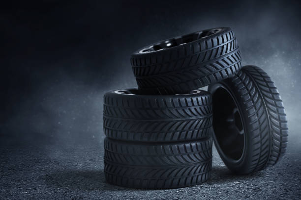 istock Car tires on the street 1266736188