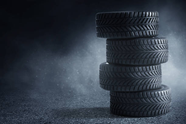 istock Car tires on the street 1266736191