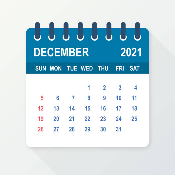 illustrazioni stock, clip art, cartoni animati e icone di tendenza di foglia calendario dicembre 2021. calendario 2021 in stile piatto. illustrazione vettoriale. - calendar october time week