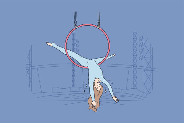 perfomance, sport, kunst, akrobatik, luftkonzept - women circus acrobat gymnastics stock-grafiken, -clipart, -cartoons und -symbole