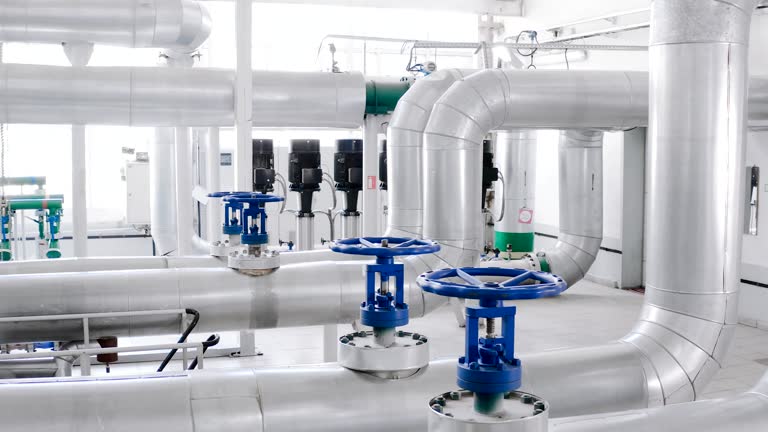 Heating equipment in a boiler room of the large enterprise