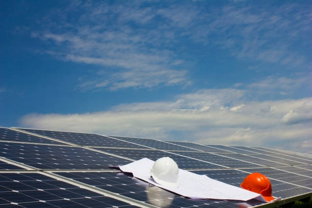 istock Solar panels, photovoltaic cells  - alternative electricity source - selective focus, copy space. environment 1266745660