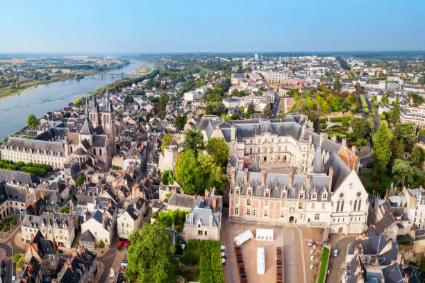Royal Chateau de Blois aerial panoramic view in France
