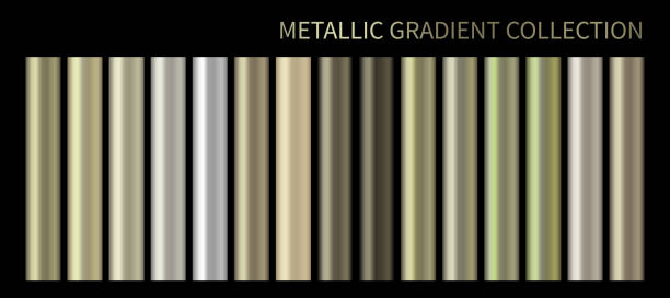 ilustrações de stock, clip art, desenhos animados e ícones de metallic gold, bronze, silver, green gradient vector colorful palette and texture set. pastel background swatch template for banner, screen, mobile,  label, tag. metal color gradient vector design - silver medal award ribbon green