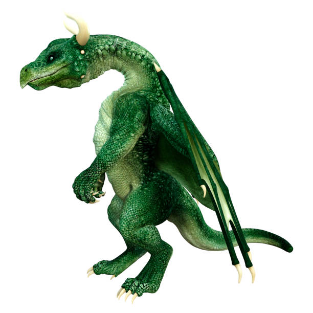 istock 3D illustration fantasy dragon on white 1266748032