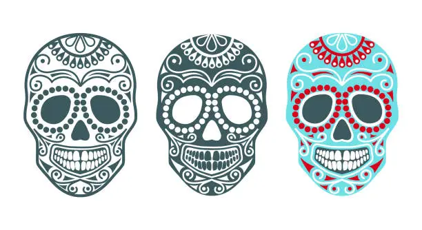 Vector illustration of Sugar skull. Vector illustration for halloween and day of the dead.