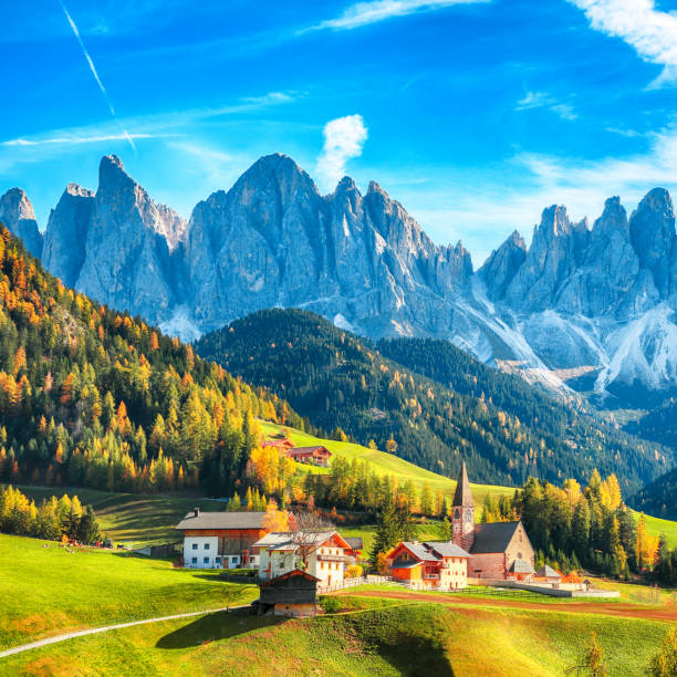 istock Santa Maddalena village in Dolomites 1266750133