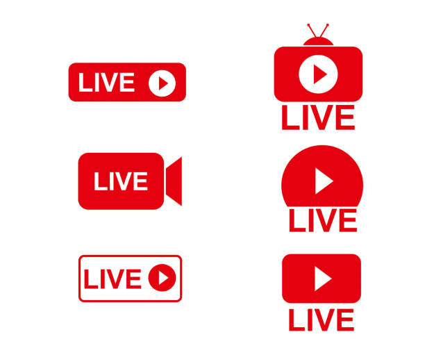 illustrations, cliparts, dessins animés et icônes de logo live stream - événement en direct