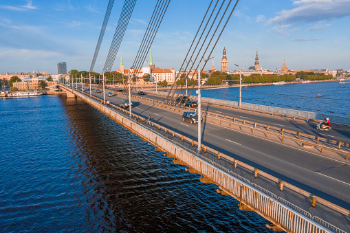 The Vanu Bridge in Riga is a cable-stayed bridge that crosses the Daugava river in Riga.