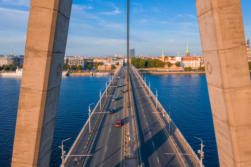 The Vanu Bridge in Riga is a cable-stayed bridge that crosses the Daugava river in Riga.