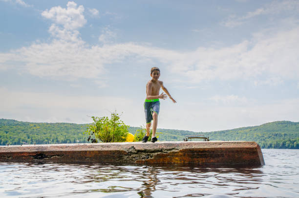 istock Boy plunging in water lake 1266752215