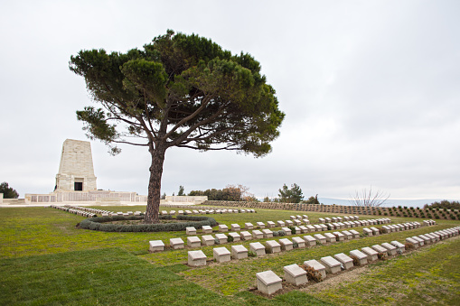 Canakkale, Turkey, February 9, 2017 : Monuments and Cemeteries of British and Australian Army Forces in Gallipoli in Canakkale