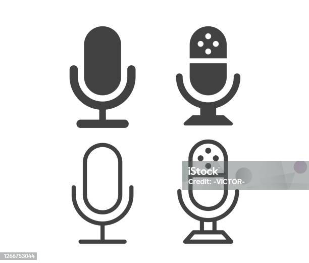 Microfono Icone Illustrazione - Immagini vettoriali stock e altre immagini di Icona - Icona, Microfono, Podcasting