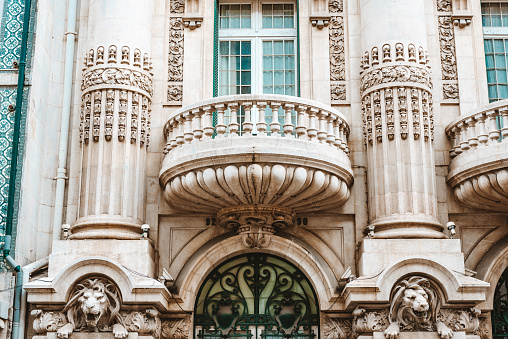 Detail Shot of a Beautiful Ornate Balcony in Lisbon, Portugal