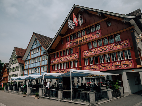 06/26/2020 Appenzell town, Switzerland \nTraditional houses in Appenzellerland canton