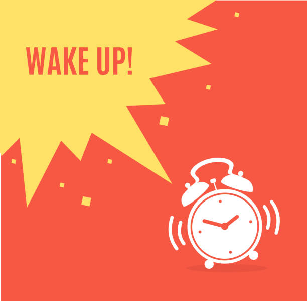 ilustrações de stock, clip art, desenhos animados e ícones de alarm clock concept banner flat design style. vector - wakening