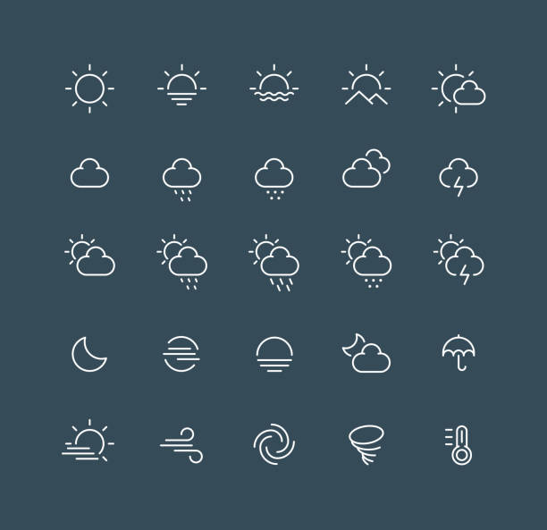 Weather Line Icons Editable Stroke Set of weather line vector icons. Editable stroke. wind icons stock illustrations